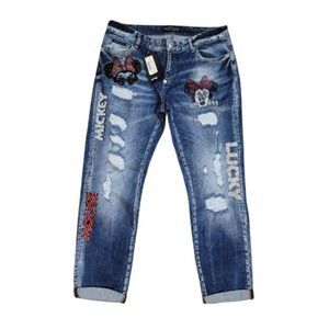 Philipp Plein Blue Boyfriend Jeans with Graphic Details